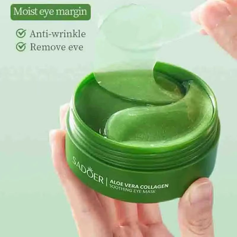 60Pcs Aloe Vera Collagen Eye Mask anti Dark Circles Eyes Bags Moisturizing Anti-Wrinkles Eye Patches Eyes Skin Care Products