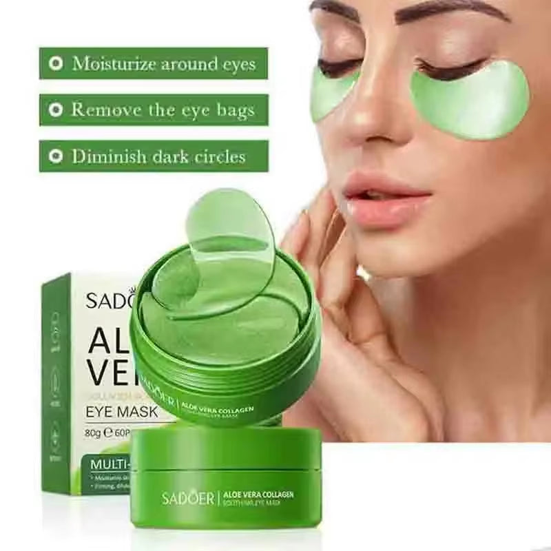 60Pcs Aloe Vera Collagen Eye Mask anti Dark Circles Eyes Bags Moisturizing Anti-Wrinkles Eye Patches Eyes Skin Care Products